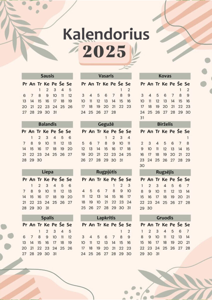 2025 kalendorius